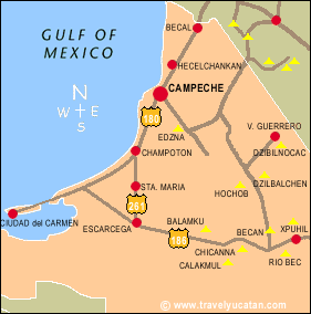 Campeche State Map Mexico