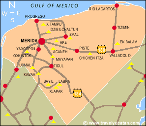 Yucatan State Map Mexico