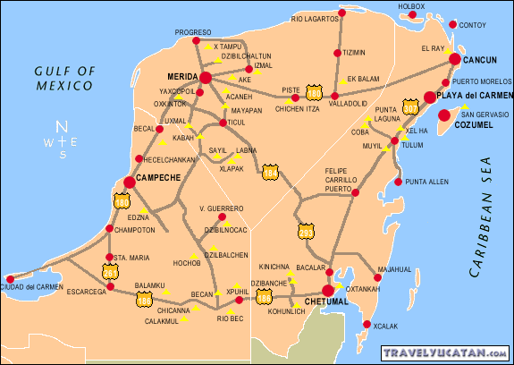 Yucatan Peninsula Map Travel Yucatan