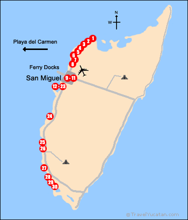 Cozumel Hotel Map - Travel Yucatan